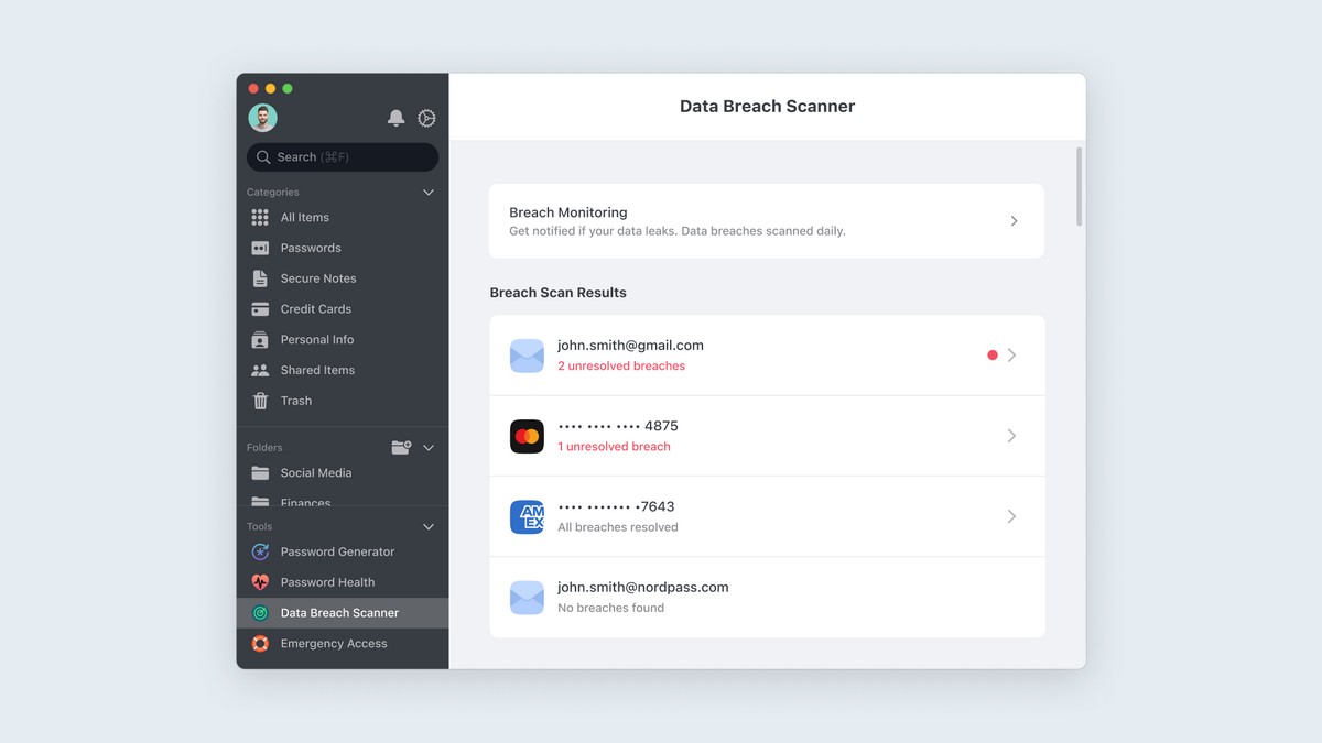 NordPass data-breach-scanner